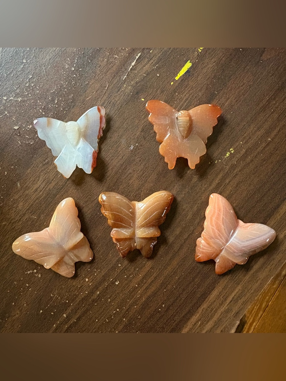 Carved Butterfly Bead Gemstone Accents - Warm Peachy Orange Tones. Destash.